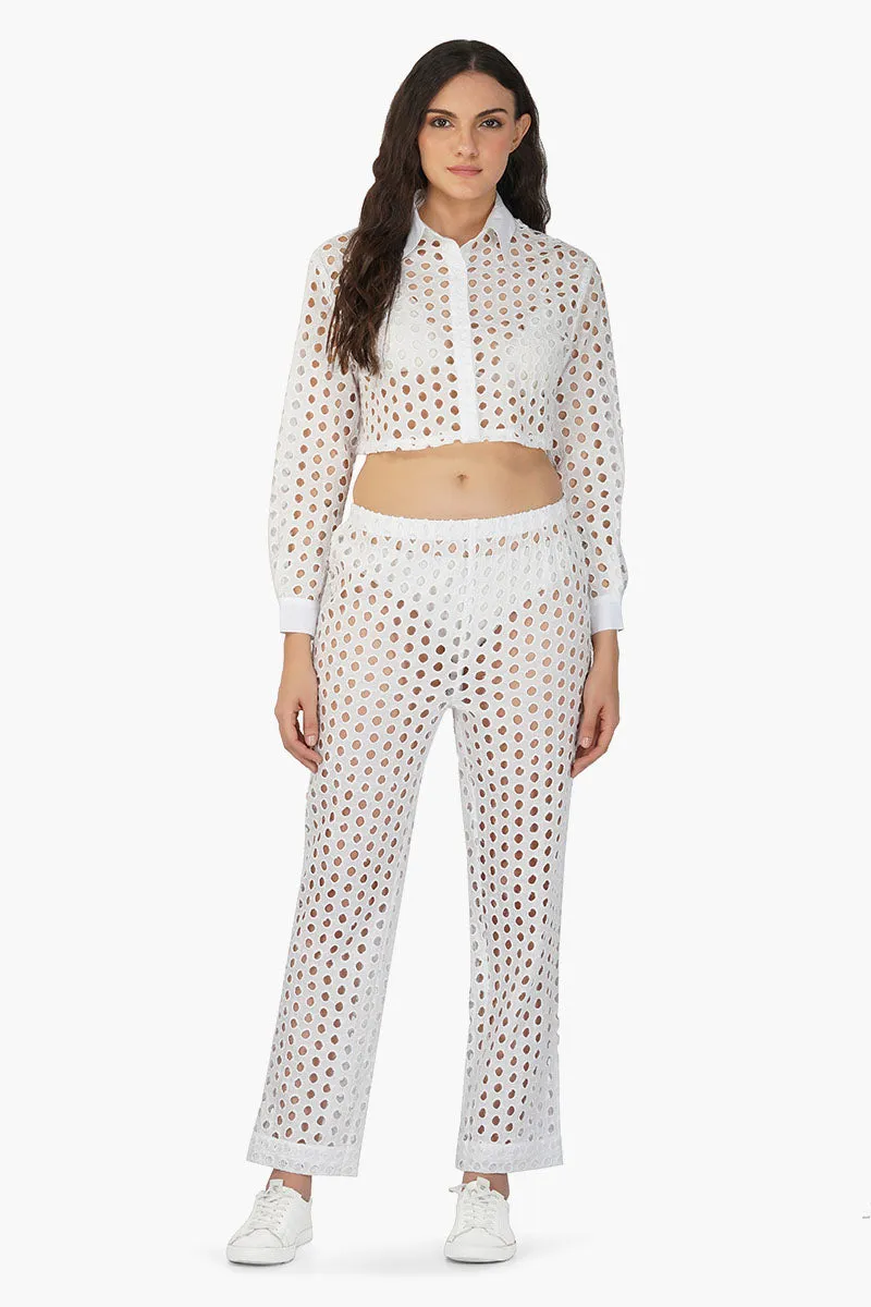 White Loop Crop Shirt