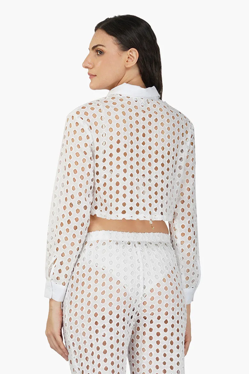 White Loop Crop Shirt