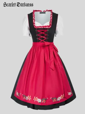 Women German Bavarian Oktoberfest Costumes 3pcs Set