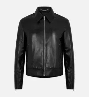 Women's Minimal Black Leather Jacket