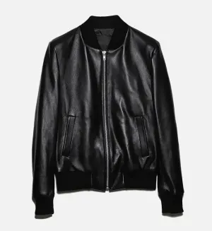 Women's Minimal Black Leather Jumper Jacket