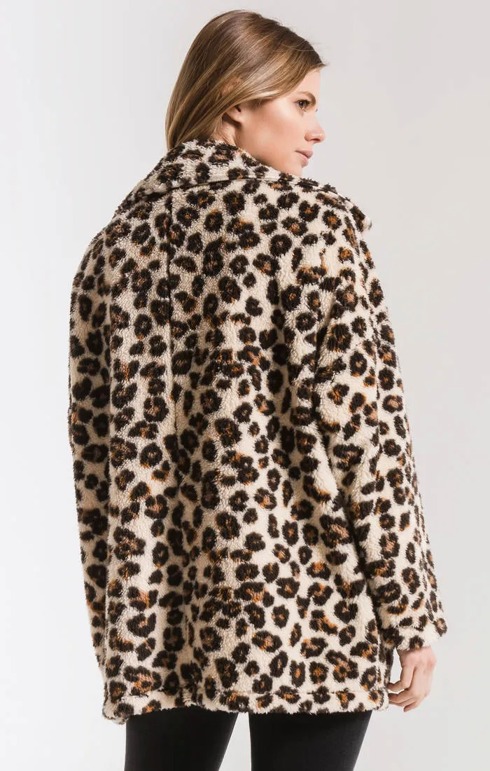 Z Supply the leopard sherpa tedddy bear coat zj193136