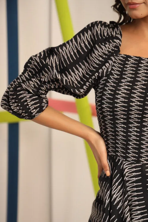 Zigzag Black Silk Top